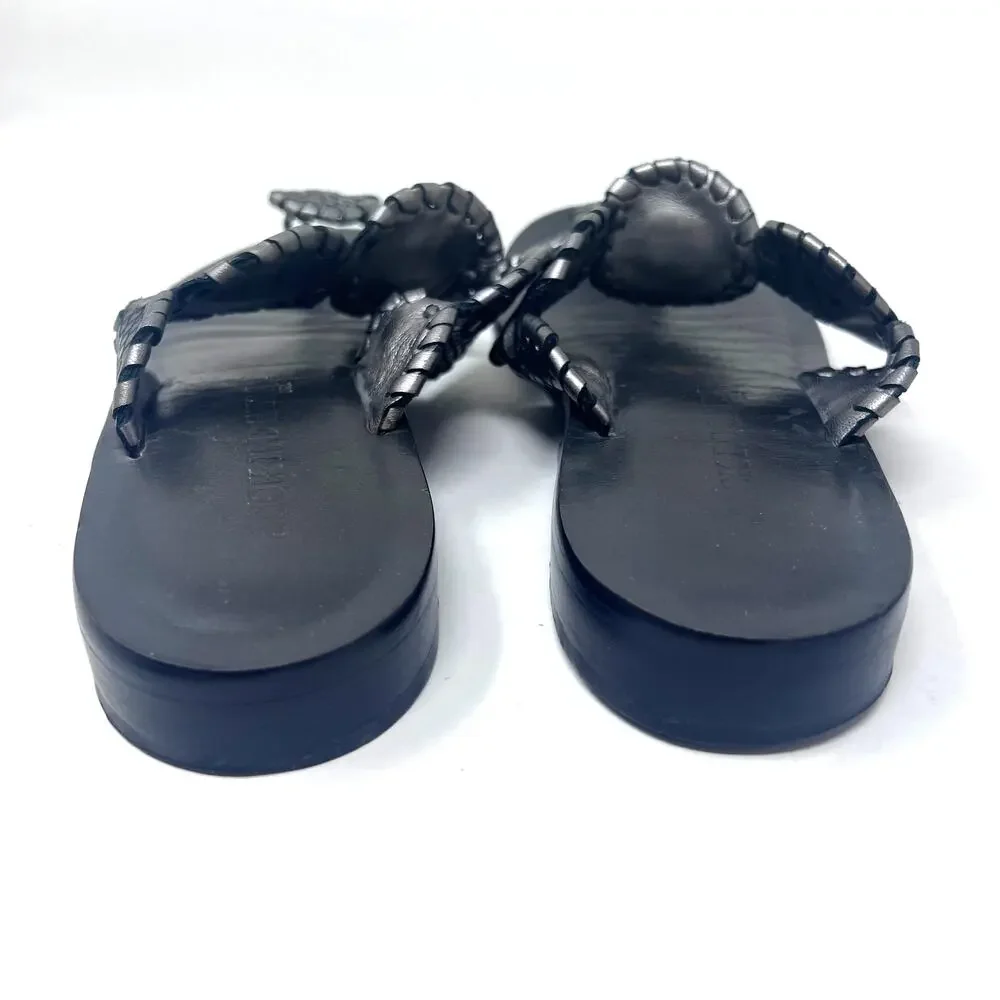 Jack Rogers Toe Ring Sandal Women's Size 9.5 Pewter Leather Slip On Flat - Picture 8 of 11